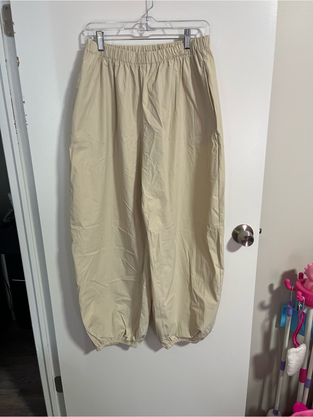 Amazon Cream Elastic Waist Track Pants